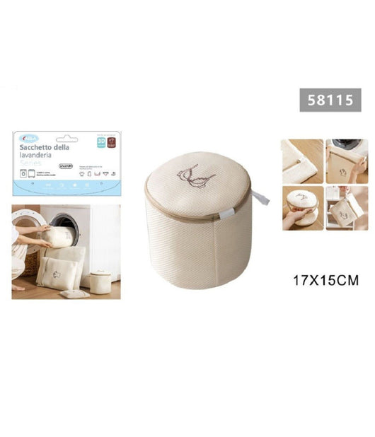 Sacchetto Lavatrice Beige Borsa Biancheria Intima Lavaggio A Rete 17x15cm 58115         