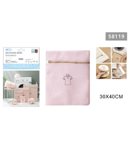 Sacchetto Lavatrice Rosa Borsa Biancheria Maglie Lavaggio A Rete 30x40cm 58119         