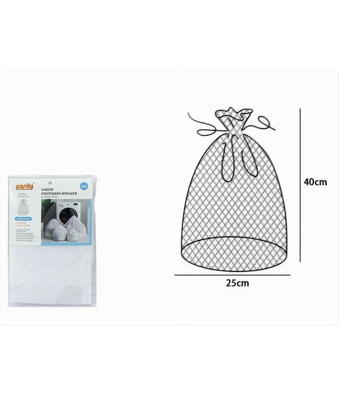 Sacchetto Rete Fine Forma A Sacco Salvabiancheria Proteggi Bucato 25x40 Cm 59990         