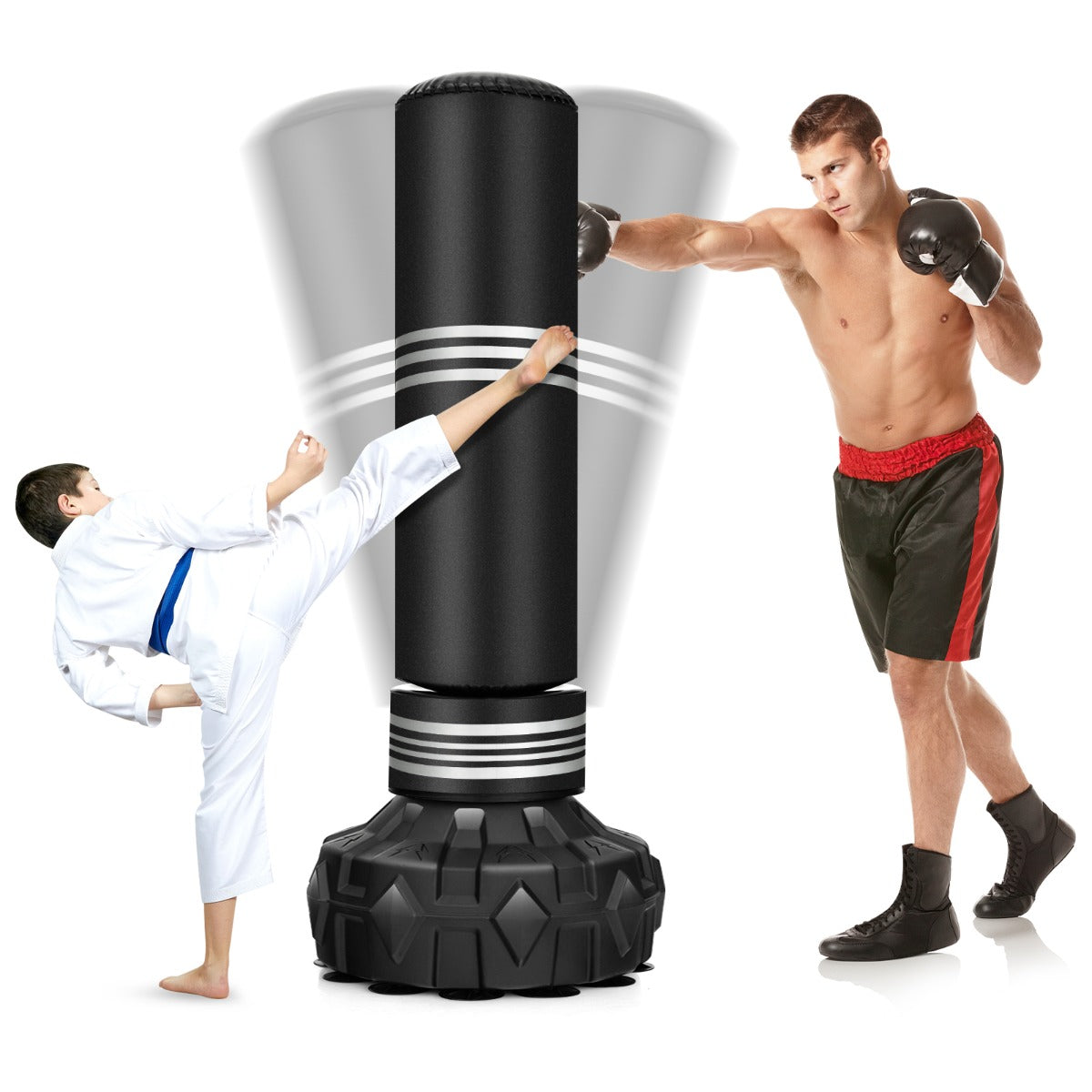 Sacchetto da boxe autoportante sacco da boxe pesante con supporto per adulti, Sacchetto resistente allo strappo-Boxe