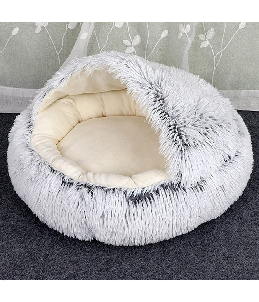 Sacco A Pelo Semi Chiuso Pelliccia Sintetica Morbido Per Gatti Cani Grigio 50cm         