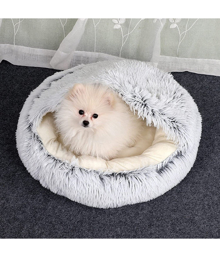 Sacco A Pelo Semi Chiuso Pelliccia Sintetica Morbido Per Gatti Cani Grigio 50cm         