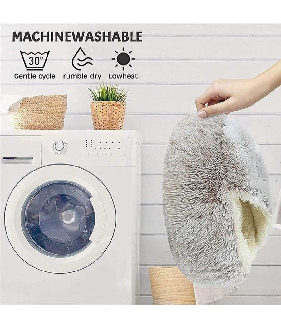 Sacco A Pelo Semi Chiuso Pelliccia Sintetica Morbido Per Gatti Cani Grigio 50cm         