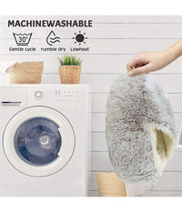 Sacco A Pelo Semi Chiuso Pelliccia Sintetica Morbido Per Gatti Cani Grigio 50cm         