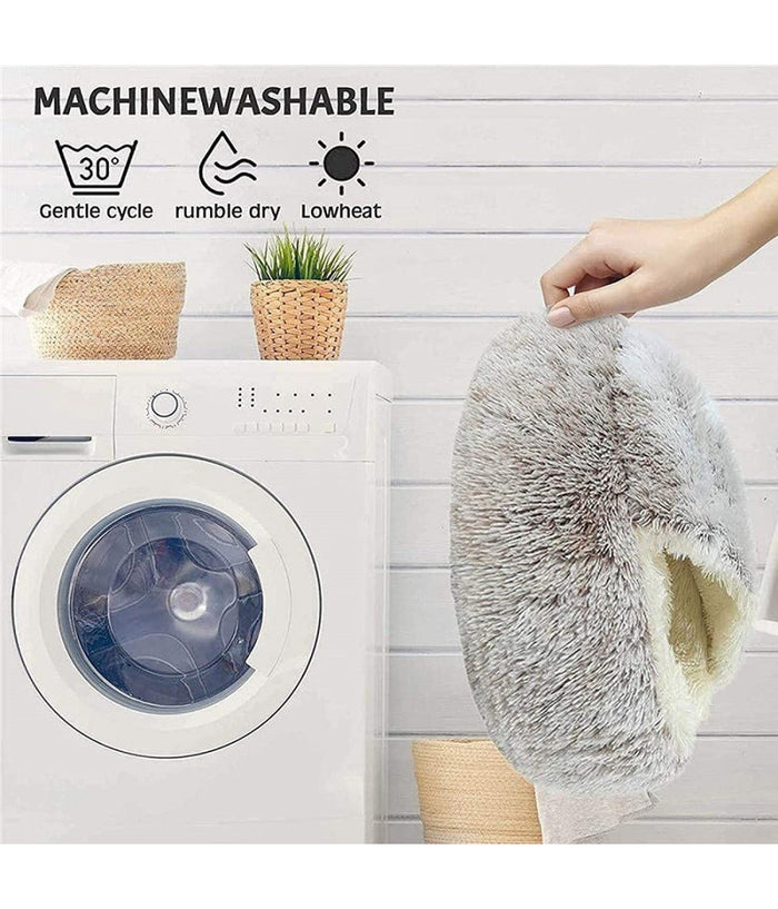 Sacco A Pelo Semi Chiuso Pelliccia Sintetica Morbido Per Gatti Cani Grigio 50cm         