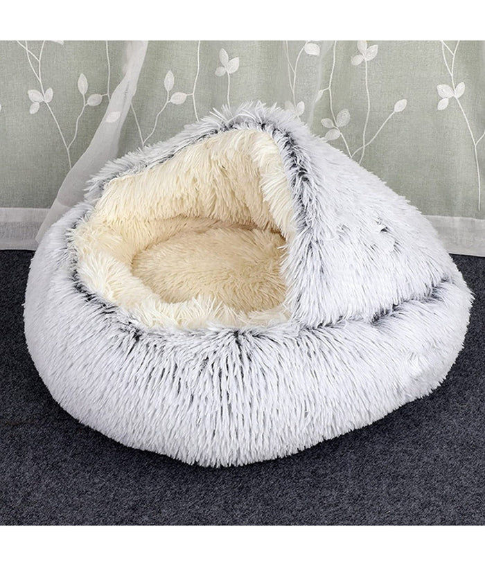 Sacco A Pelo Semi Chiuso Pelliccia Sintetica Morbido Per Gatti Cani Grigio 50cm         