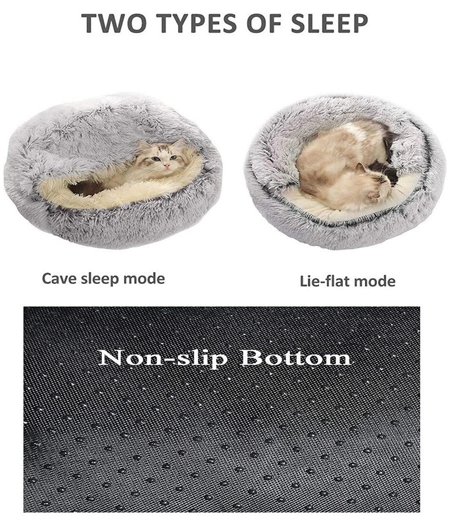 Sacco A Pelo Semi Chiuso Pelliccia Sintetica Morbido Per Gatti Cani Grigio 50cm         