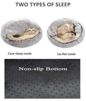 Sacco A Pelo Semi Chiuso Pelliccia Sintetica Morbido Per Gatti Cani Grigio 50cm         