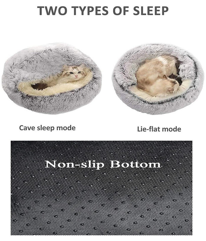 Sacco A Pelo Semi Chiuso Pelliccia Sintetica Morbido Per Gatti Cani Grigio 50cm         