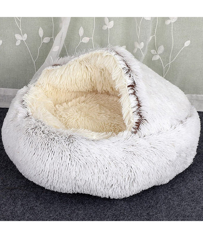 Sacco A Pelo Semi Chiuso Pelliccia Sintetica Morbido Per Gatti Cani Marrone 65cm         