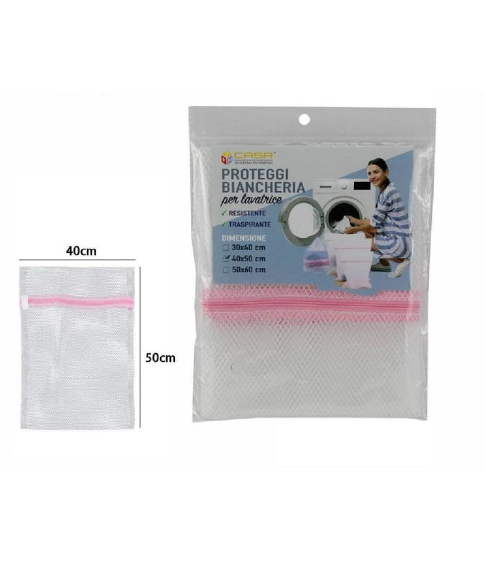 Sacco Rete Sacchetto Per Lavatrice Salvabiancheria Bucato Con Zip 40x50cm 69621         