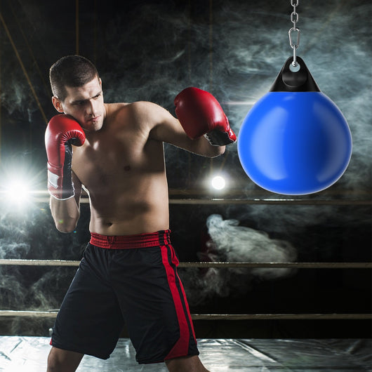 Sacco da boxe ad acqua con tubo di riempimento d'acqua catena in metallo, Sacco per allenamento di jab Blu-Boxe
