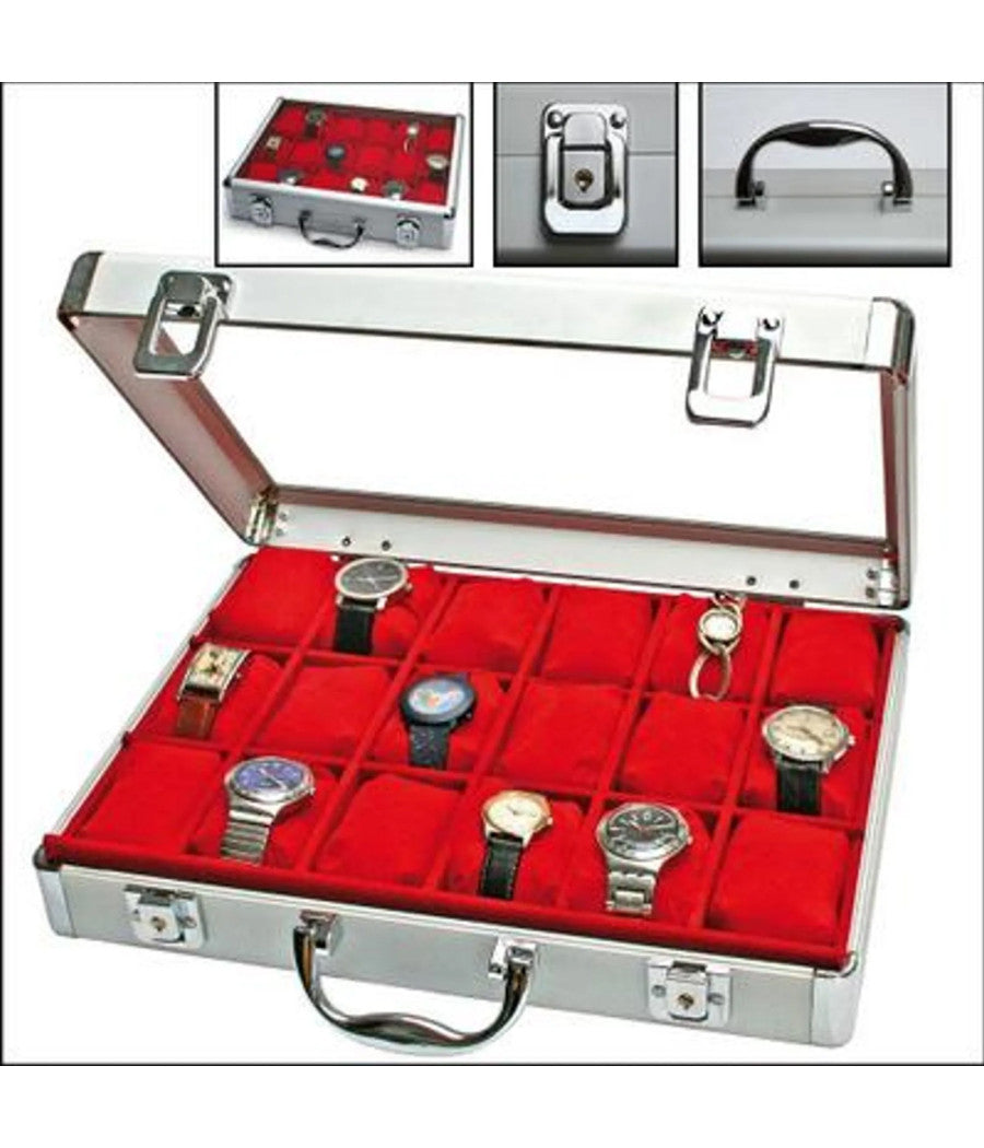 Safe Valigetta Portaorologi 18 Posti 18 Orologi Valigetta Portaorologi Alluminio         