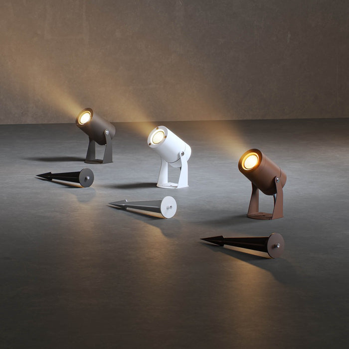 Sair - Faro a led a picchetto rotondo 10W IP65 Corten 2200K - Luce da giardino per piante o siepe h36cm - Beneito faure