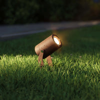 Sair - Faro a led a picchetto rotondo 10W IP65 Corten 2200K - Luce da giardino per piante o siepe h36cm - Beneito faure