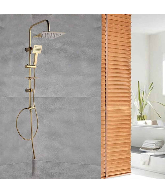 Saliscendi Bagno Colonna Doccia Miscelatore Oro Soffione Quadrato Doccetta 87305         