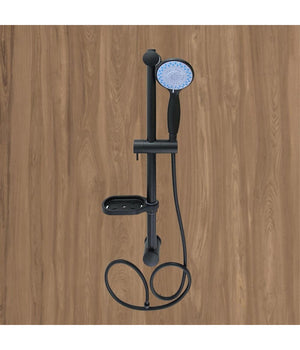 Saliscendi Colonna Doccia Nero Soffione Multigetto Mensola Porta Sapone Bagno 87494         