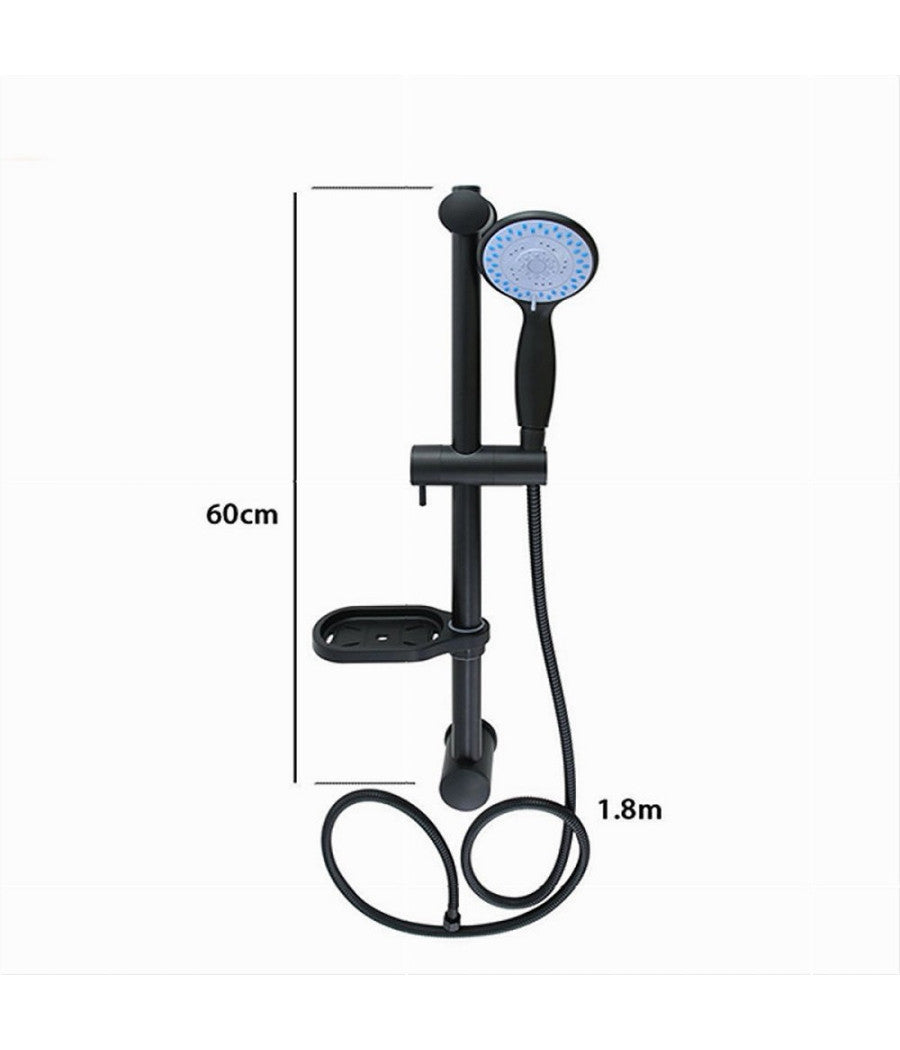 Saliscendi Colonna Doccia Nero Soffione Multigetto Mensola Porta Sapone Bagno 87494         