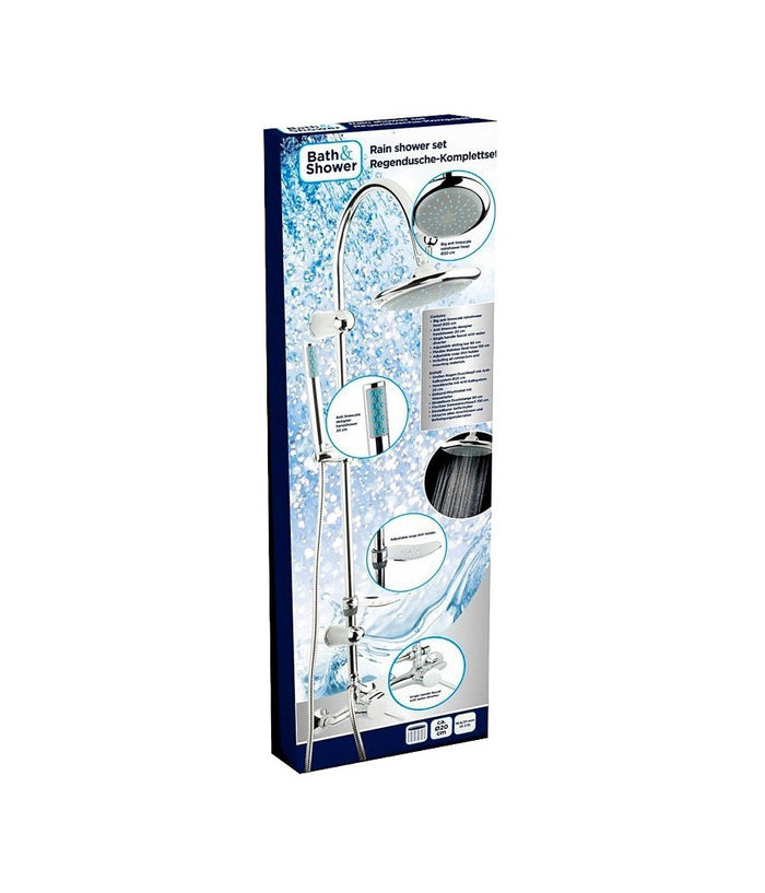 Saliscendi Completo Asta Doccia Doccetta Anticalcare Acciaio Inox 22x3,2cm Cromo         