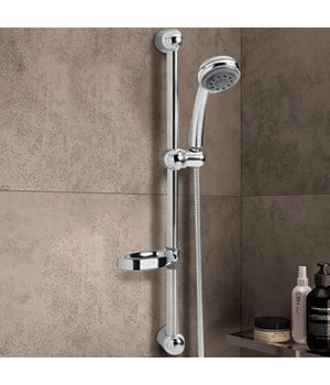 Saliscendi Con Soffione Doccia 8 Funzioni Getti Asta 60 Cm Cromato Bagno Vasca         