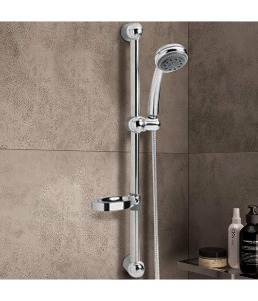 Saliscendi Con Soffione Doccia 8 Funzioni Getti Asta 60 Cm Cromato Bagno Vasca         