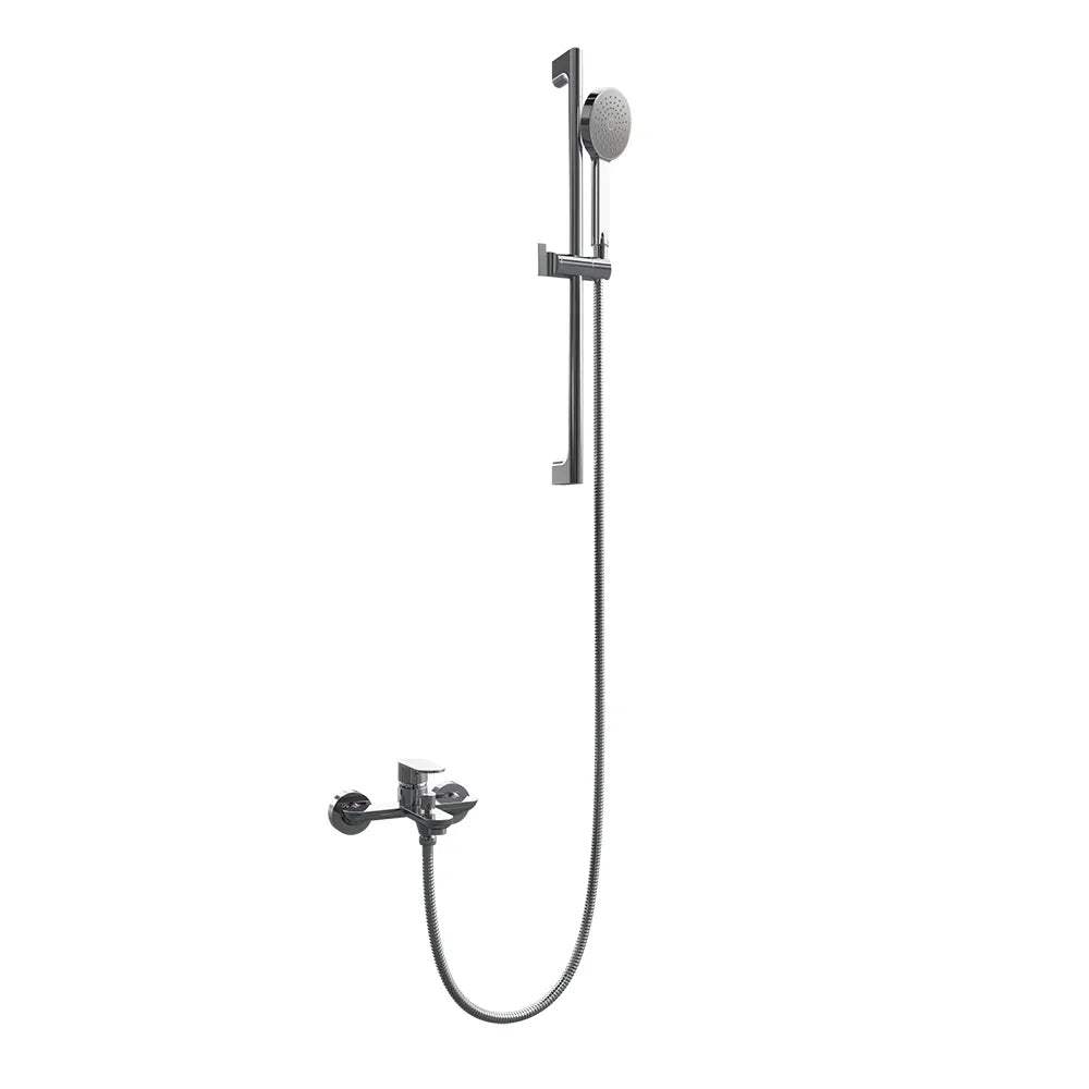 Saliscendi cromato con miscelatore esterno con doccino e flessibile 150cm | Baltea