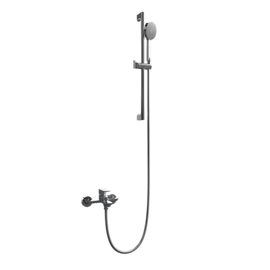 Saliscendi cromato con miscelatore esterno con doccino e flessibile 150cm | Baltea