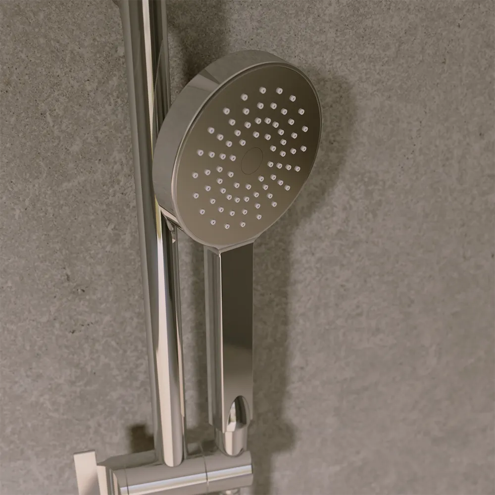 Saliscendi cromato con miscelatore esterno con doccino e flessibile 150cm | Baltea