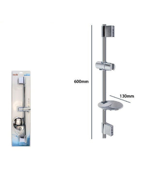 Saliscendi Cromato Per Soffione Doccia Con Porta Sapone Bagno Moderno 60cm 79361         