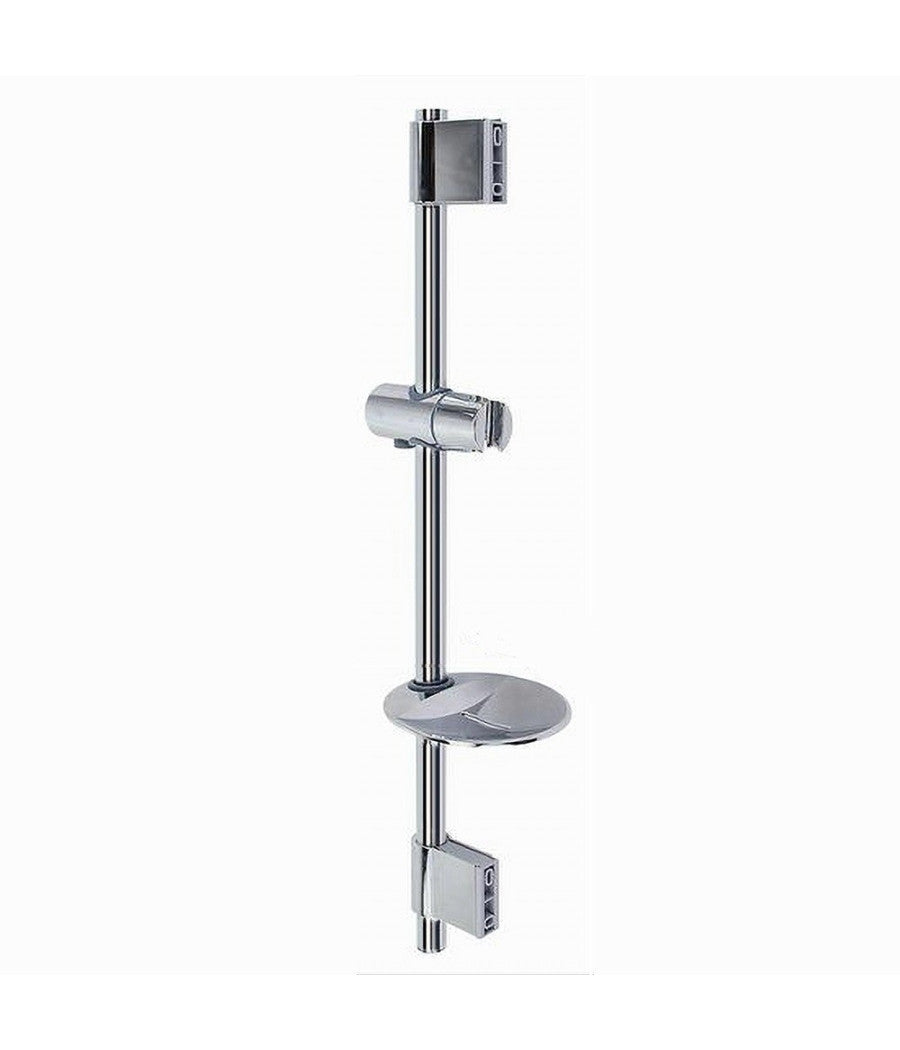Saliscendi Cromato Per Soffione Doccia Con Porta Sapone Bagno Moderno 60cm 79361         