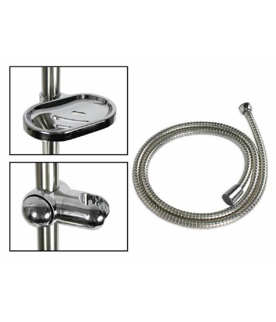 Saliscendi Doccia Bagno Con Soffione Doccetta Tubo Con Portasapone Cromato 69130         