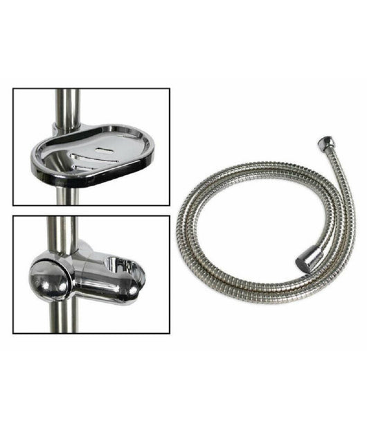 Saliscendi Doccia Bagno Con Soffione Doccetta Tubo Con Portasapone Cromato 69130         