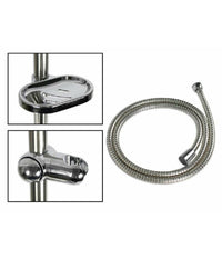 Saliscendi Doccia Bagno Con Soffione Doccetta Tubo Con Portasapone Cromato 69130         