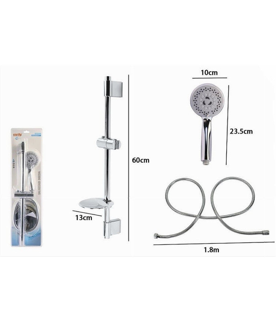 Saliscendi Doccia Cromato Doccetta Multigetto Mensola Portasapone Bagno Tubo 79390         