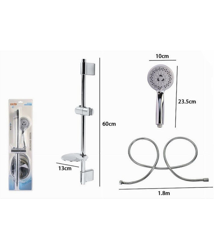 Saliscendi Doccia Cromato Doccetta Multigetto Mensola Portasapone Bagno Tubo 79390         