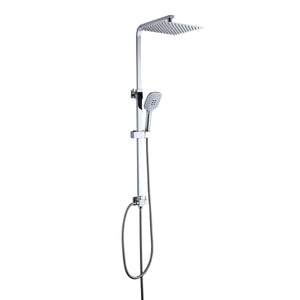 Saliscendi doccia quadrato con doccetta e soffione 30x30 inox - julie