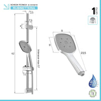 Saliscendi doccia regolabile 60 cm con doccetta quadrata monogetto