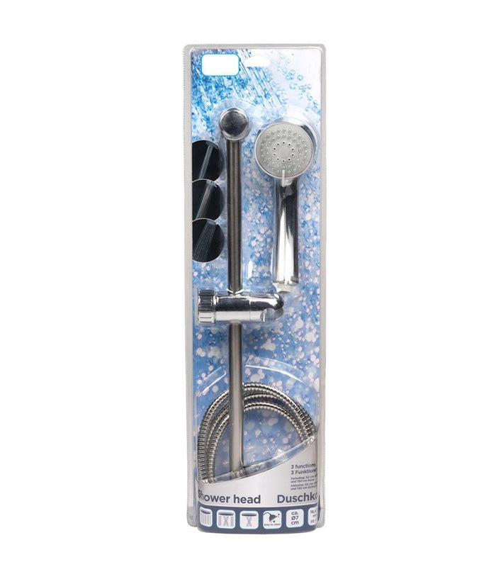 Saliscendi In Acciaio Soffione Doccia 3 Funzioni Con Asta Universale Doccetta         