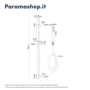 Saliscendi ottone cromato con doccino e flessibile pvc 150 cm | Lambro