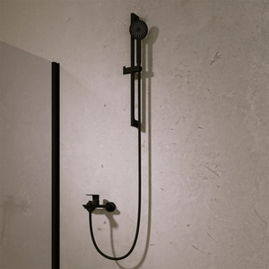 Saliscendi nero opaco con miscelatore esterno con doccino e flessibile 150cm | Baltea