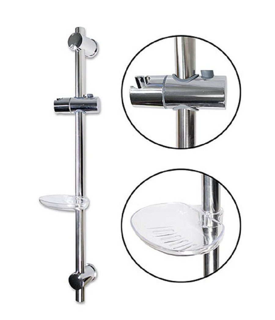 Saliscendi Per Soffione Doccia Altezza Regolabile Con Portasapone 70 Cm 69203         