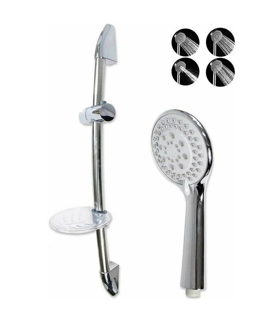 Saliscendi Soffione 10cm Multigetto Regolabile Portasapone 70cm Flessibile 69137         