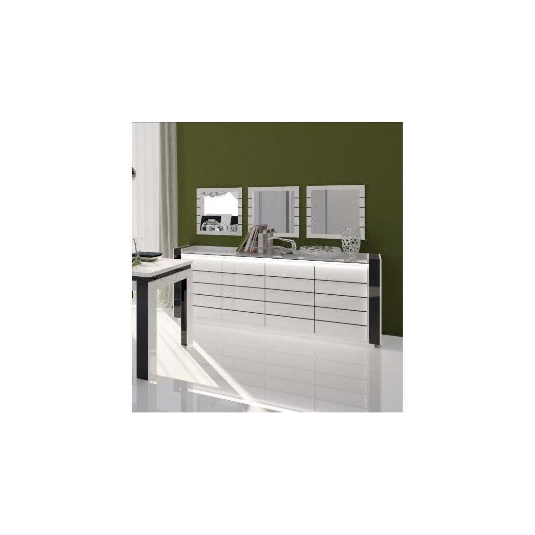 Sala da pranzo LINA buffet + vetrina + tavolo 160 cm + 3 specchi