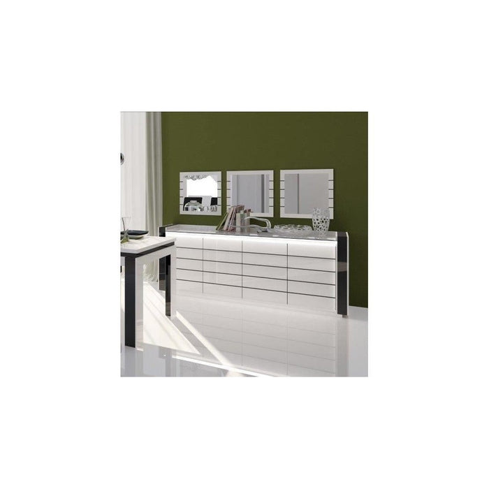 Sala da pranzo LINA buffet + vetrina + tavolo 160 cm + 3 specchi