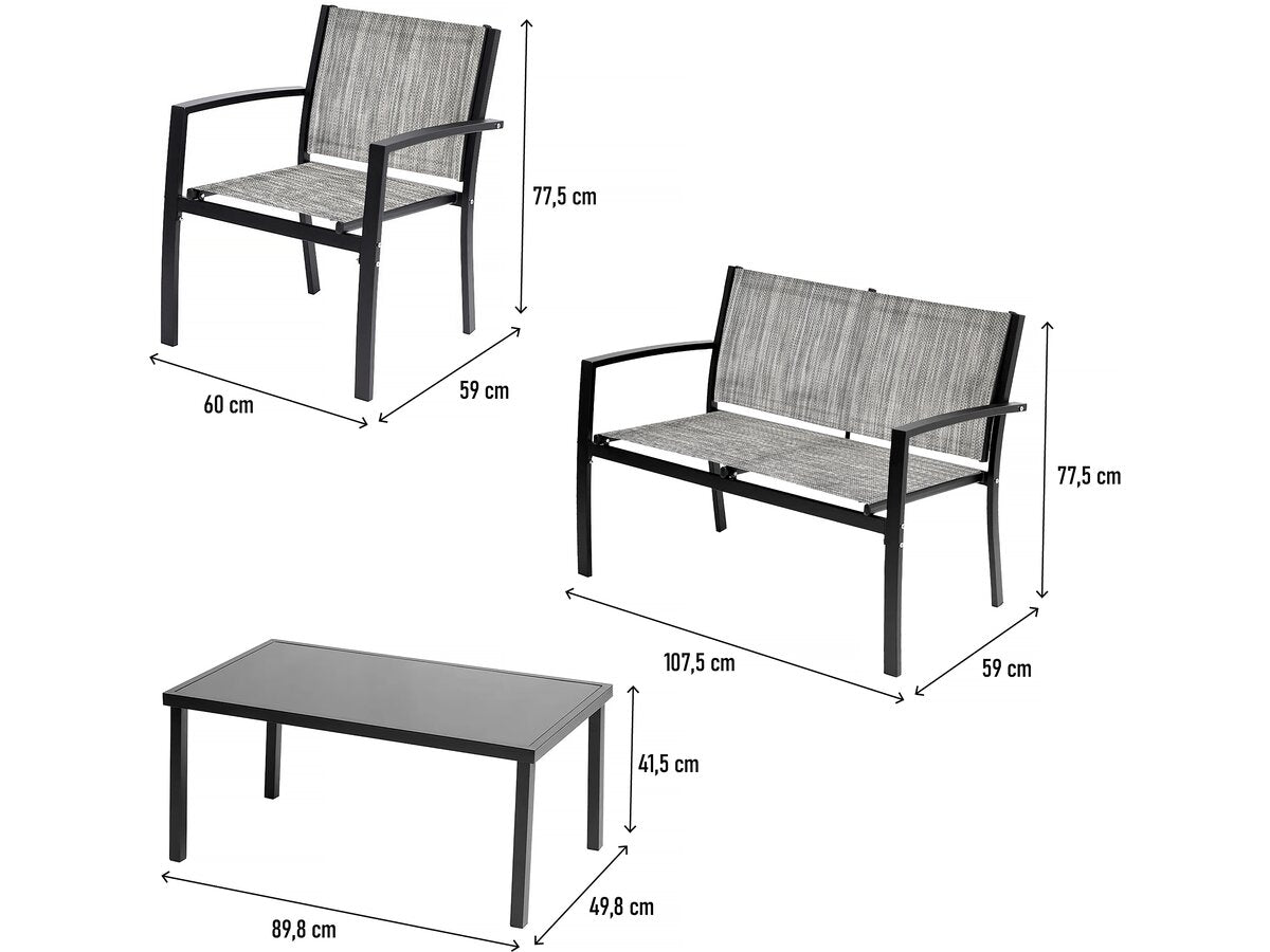 Salotto da giardino basso "Lino" - 4 posti - Grigio