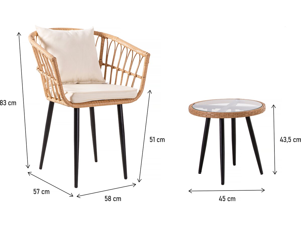 Mobile da giardino in rattan "Vela" - 2 posti - Marrone