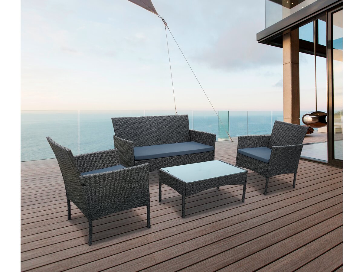 Set di mobili da giardino bassi in resina Toronto 4 posti - Grigio scuro