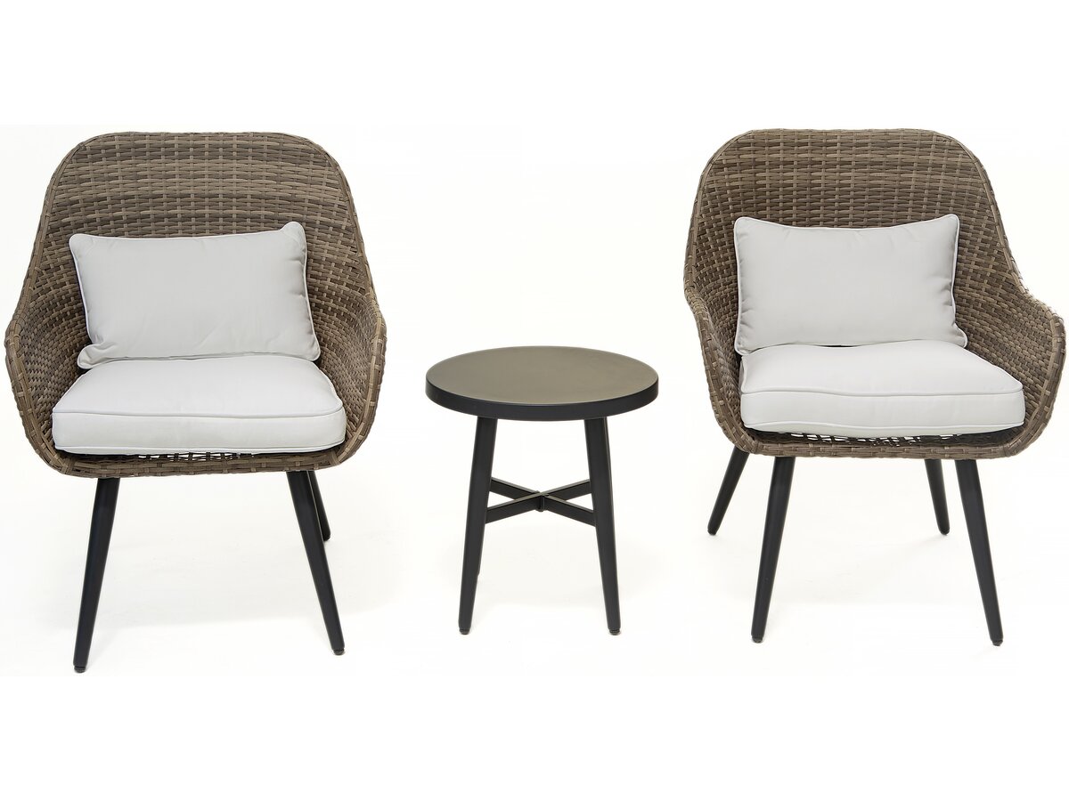 Set di mobili da giardino in resina intrecciata Amber a 2 posti - Marrone