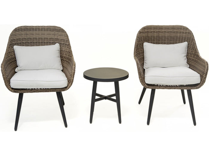 Set di mobili da giardino in resina intrecciata Amber a 2 posti - Marrone