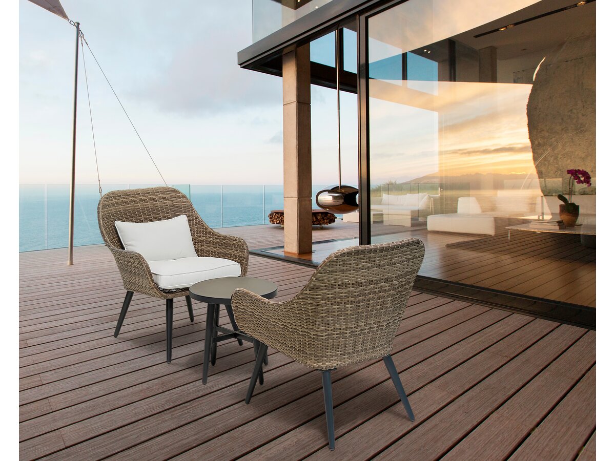 Set di mobili da giardino in resina intrecciata Amber a 2 posti - Marrone